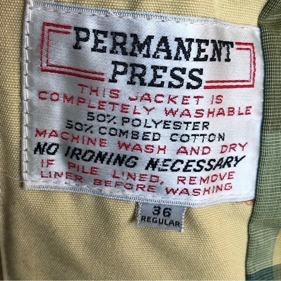 VINTAGE Permanent Press mustard yellow canvas cotton zip up jacket lined 36 - Picture 6 of 13